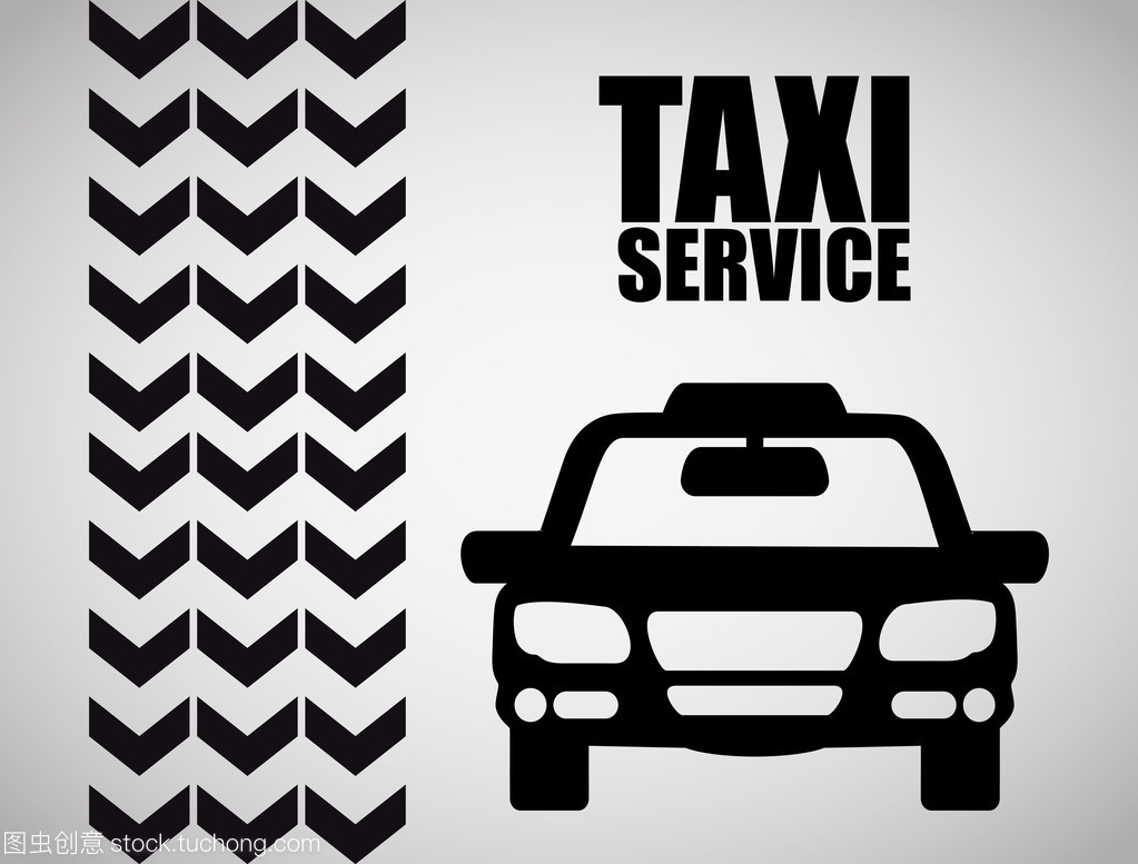 汽车出租车图标。公共交通工具设计。出租车里。平面样式